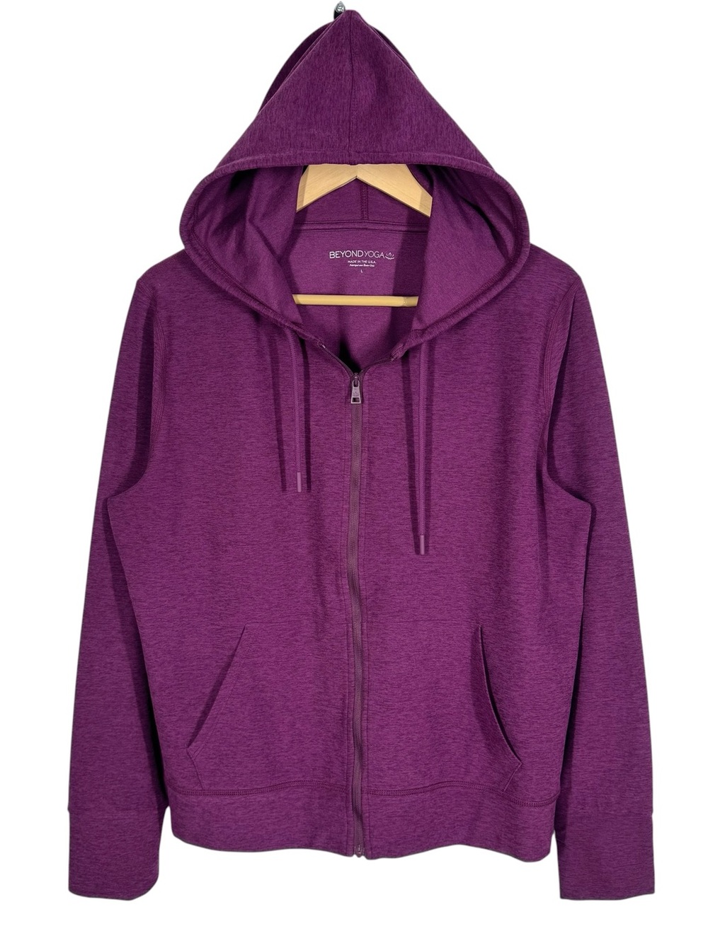 Beyond Yoga Spacedye Everyday Full Zip Hoodie Eggplant Purple Heather yogacore L